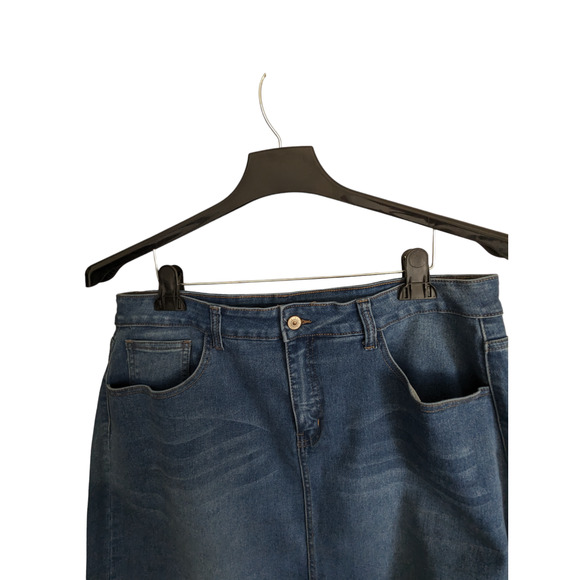 Diamante Women's Plus Size 3XL Denim Skirt Frayed Hem - Made in USA - Picture 6 of 13